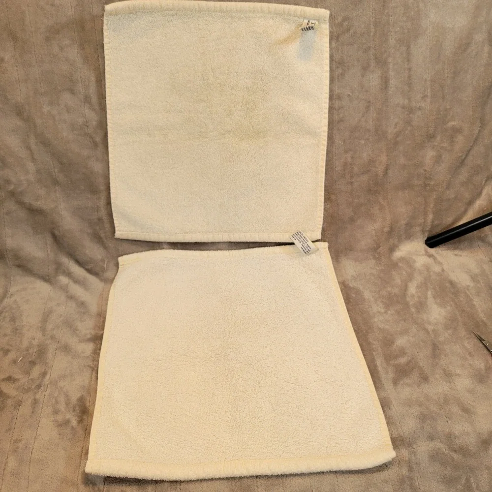 Terrisol Washcloth VTG Set 12x12 Cream Pink Rose Floral Cotton Karsten Brazil